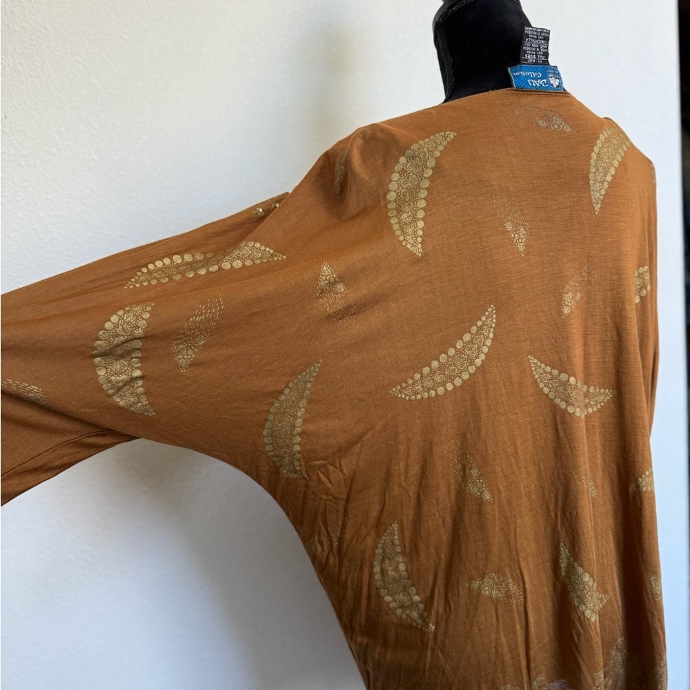 Boho Bali Beaded Sequin Tunic Top OSFM Western Batwing Embellished Festival top - Picture 5 of 6